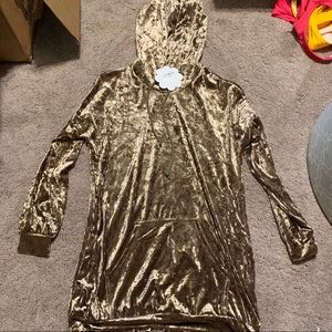 Taupe Velvet Hoodie Dress